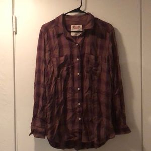 NWT SZ Lrg Mossimo Supply Co. Plaid Boyfriend Top